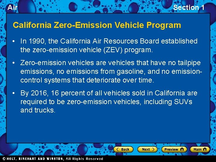 Air Section 1 California Zero-Emission Vehicle Program • In 1990, the California Air Resources