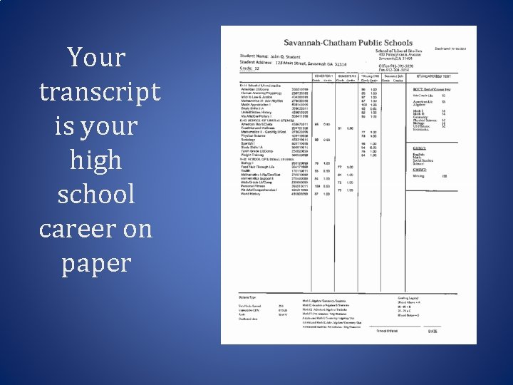Your transcript is your high school career on paper 