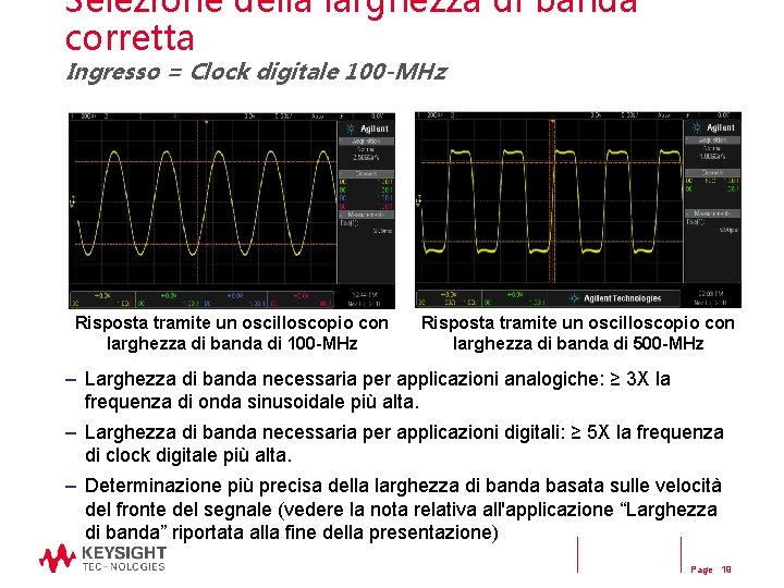 Selezione della larghezza di banda corretta Ingresso = Clock digitale 100 -MHz Risposta tramite