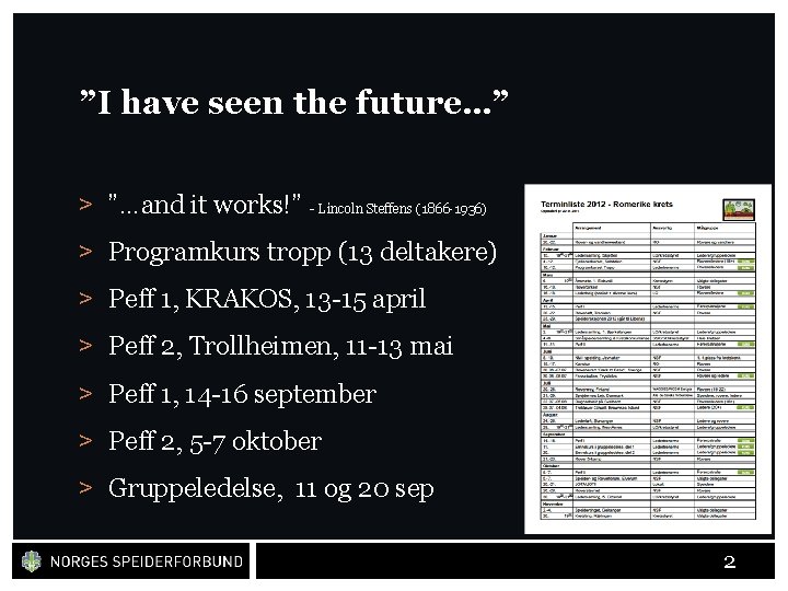 ”I have seen the future…” > ”…and it works!” - Lincoln Steffens (1866 -1936)