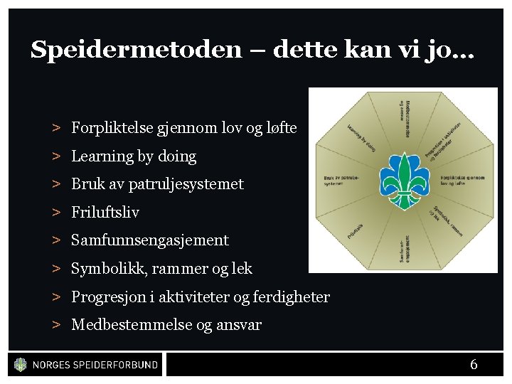 Speidermetoden – dette kan vi jo… > Forpliktelse gjennom lov og løfte > Learning