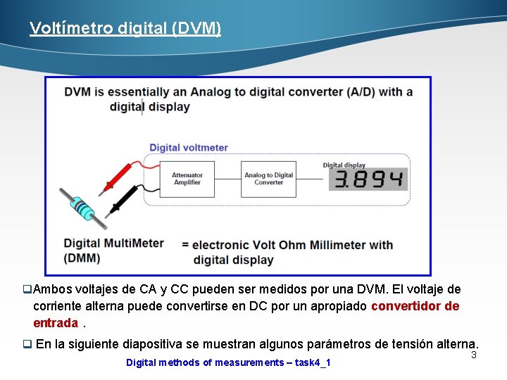 Voltímetro digital (DVM) q. Ambos voltajes de CA y CC pueden ser medidos por