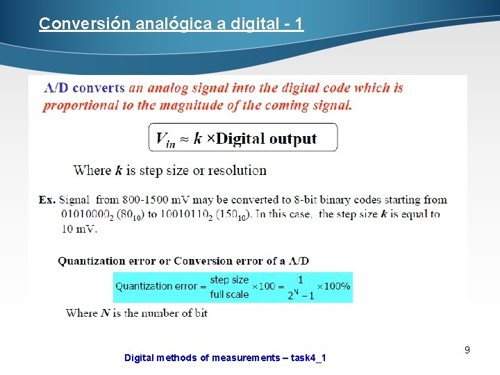 Conversión analógica a digital - 1 Digital methods of measurements – task 4_1 9