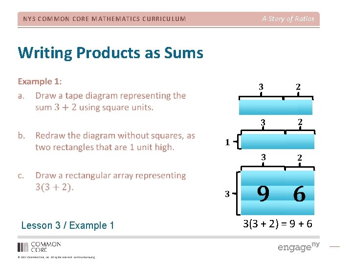 A Story of Ratios NYS COMMON CORE MATHEMATICS CURRICULUM Writing Products as Sums Lesson