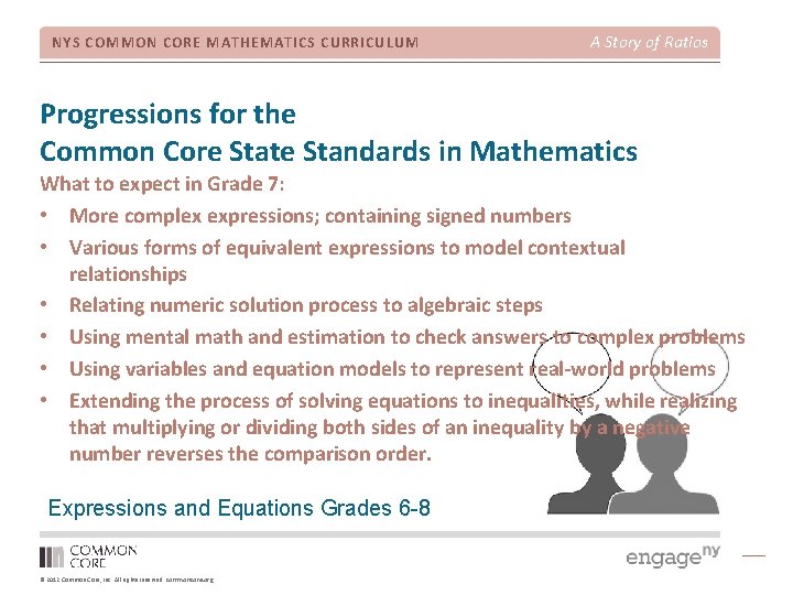 NYS COMMON CORE MATHEMATICS CURRICULUM A Story of Ratios Progressions for the Common Core