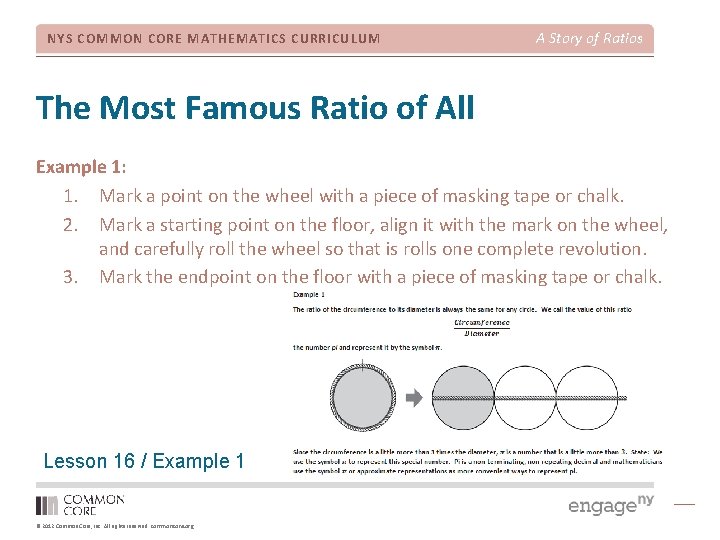 NYS COMMON CORE MATHEMATICS CURRICULUM A Story of Ratios The Most Famous Ratio of