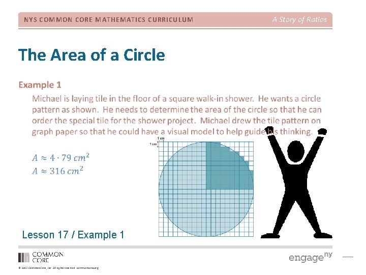 NYS COMMON CORE MATHEMATICS CURRICULUM The Area of a Circle Lesson 17 / Example