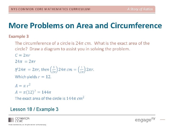 NYS COMMON CORE MATHEMATICS CURRICULUM A Story of Ratios More Problems on Area and