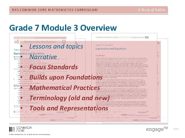 NYS COMMON CORE MATHEMATICS CURRICULUM Grade 7 Module 3 Overview • • Lessons and