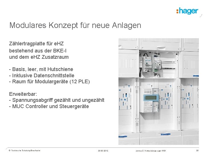 Modulares Konzept für neue Anlagen Zählertragplatte für e. HZ bestehend aus der BKE-I und