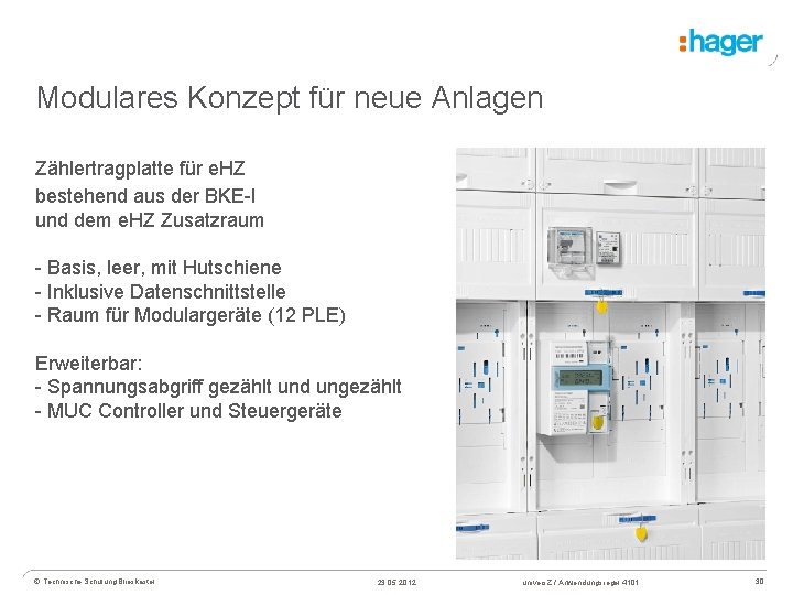 Modulares Konzept für neue Anlagen Zählertragplatte für e. HZ bestehend aus der BKE-I und