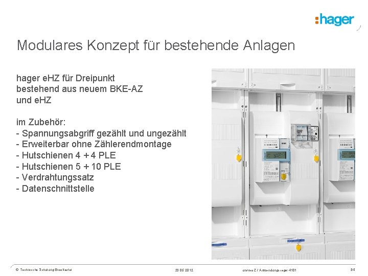 Modulares Konzept für bestehende Anlagen hager e. HZ für Dreipunkt bestehend aus neuem BKE-AZ