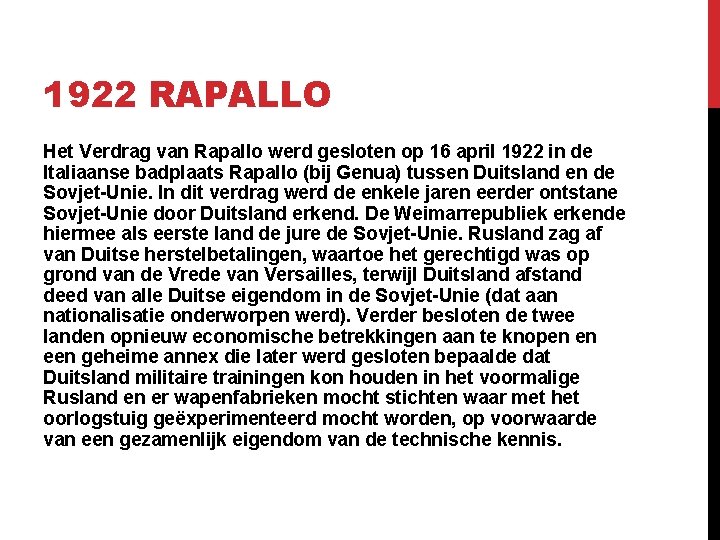 1922 RAPALLO Het Verdrag van Rapallo werd gesloten op 16 april 1922 in de