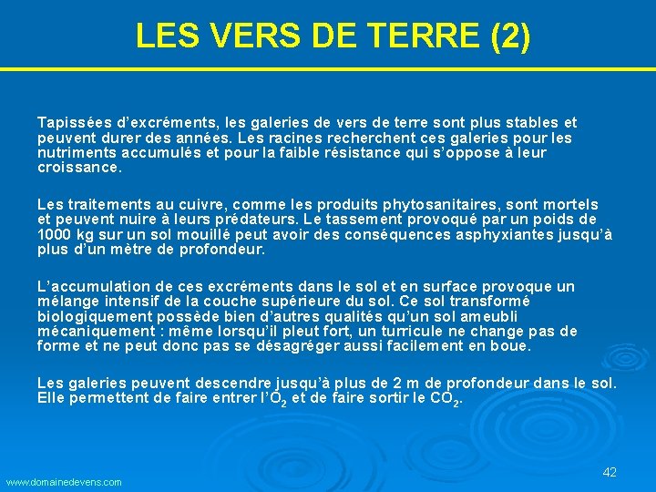 LES VERS DE TERRE (2) Tapissées d’excréments, les galeries de vers de terre sont LES VERS DE TERRE (2) Tapissées d’excréments, les galeries de vers de terre sont