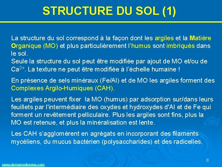 STRUCTURE DU SOL (1) La structure du sol correspond à la façon dont les STRUCTURE DU SOL (1) La structure du sol correspond à la façon dont les