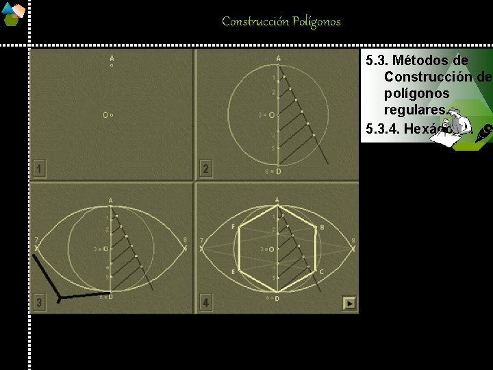 Construcción Polígonos 5. 3. Métodos de Construcción de polígonos regulares. 5. 3. 4. Hexágono.