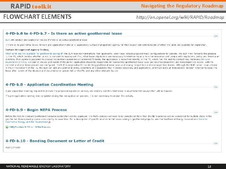 RAPID toolkit FLOWCHART ELEMENTS Navigating the Regulatory Roadmap http: //en. openei. org/wiki/RAPID/Roadmap 18 