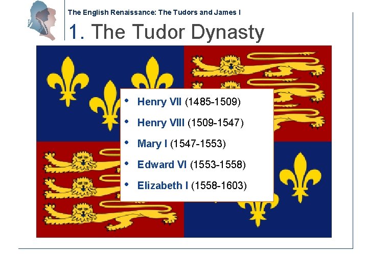 The English Renaissance: The Tudors and James I 1. The Tudor Dynasty • •