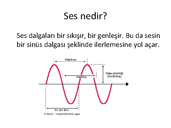 Ses nedir? Ses dalgaları bir sıkışır, bir genleşir. Bu da sesin bir sinüs dalgası