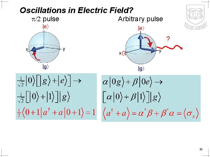 Oscillations in Electric Field? p/2 pulse Arbitrary pulse ? 30 