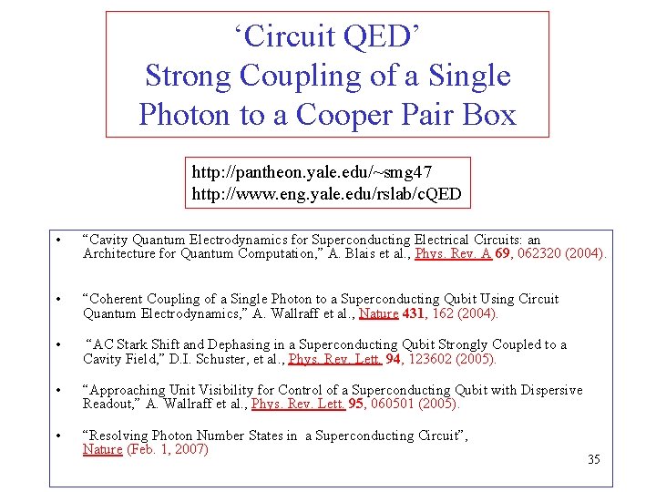 ‘Circuit QED’ Strong Coupling of a Single Photon to a Cooper Pair Box http: