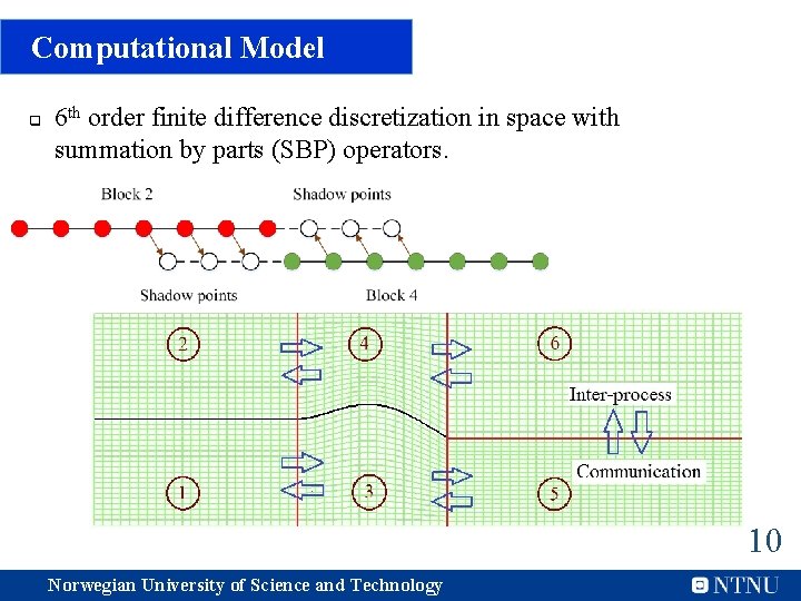 Computational Model q 6 th order finite difference discretization in space with summation by