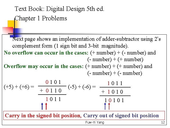 Text Book: Digital Design 5 th ed. Chapter 1 Problems Next page shows an