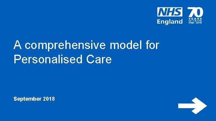 A comprehensive model for Personalised Care September 2018 www. england. nhs. uk 