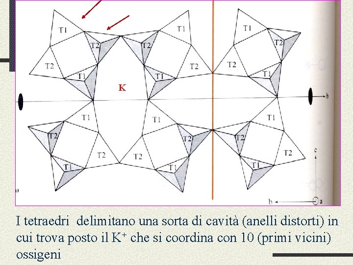 Struttura Sanidino K I tetraedri delimitano una sorta di cavità (anelli distorti) in cui