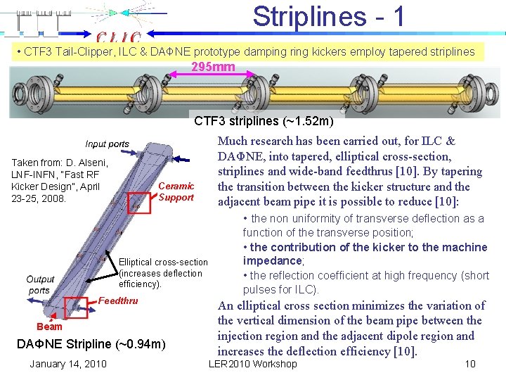 Striplines - 1 • CTF 3 Tail-Clipper, ILC & DAΦNE prototype damping ring kickers