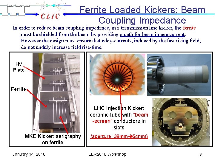 Ferrite Loaded Kickers: Beam Coupling Impedance In order to reduce beam coupling impedance, in