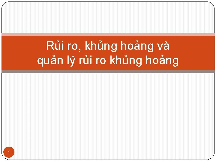 Rủi ro, khủng hoảng và quản lý rủi ro khủng hoảng 1 