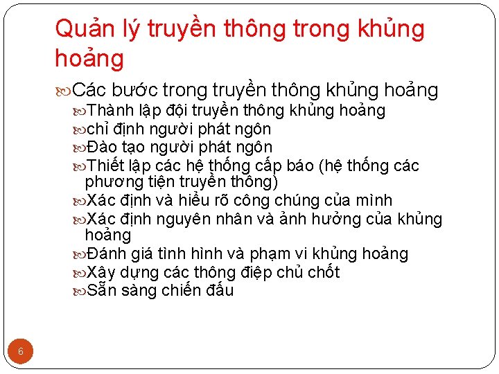 Quản lý truyền thông trong khủng hoảng Các bước trong truyền thông khủng hoảng