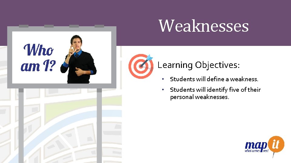 Weaknesses Learning Objectives: • Students will define a weakness. • Students will identify five