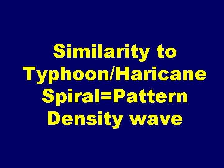 Similarity to Typhoon/Haricane Spiral=Pattern Density wave 