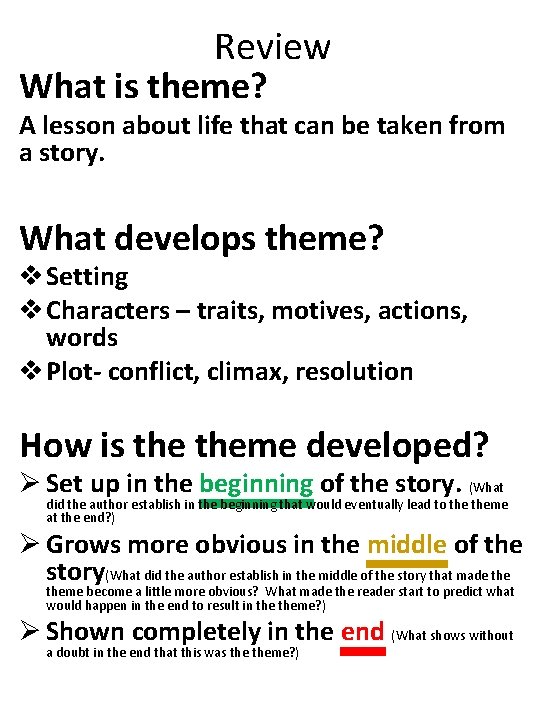Review What is theme? A lesson about life that can be taken from a