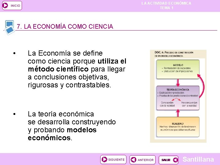 LA ACTIVIDAD ECONÓMICA TEMA 1 INICIO 7. LA ECONOMÍA COMO CIENCIA • La Economía