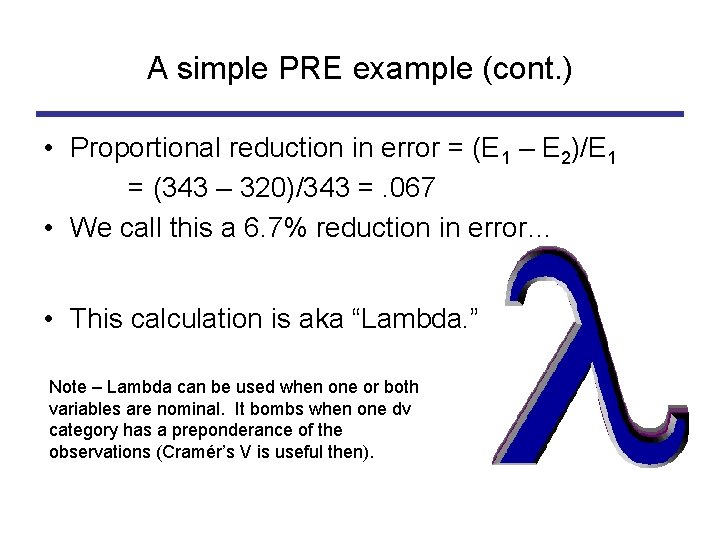 proportional lower of error lambda