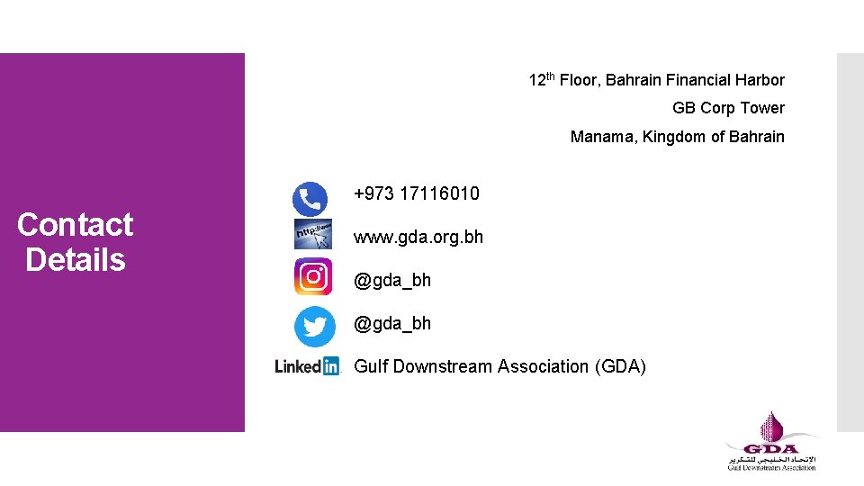 12 th Floor, Bahrain Financial Harbor GB Corp Tower Manama, Kingdom of Bahrain +973 12 th Floor, Bahrain Financial Harbor GB Corp Tower Manama, Kingdom of Bahrain +973