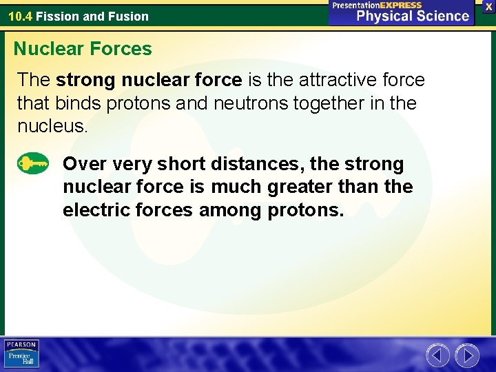10. 4 Fission and Fusion Nuclear Forces The strong nuclear force is the attractive