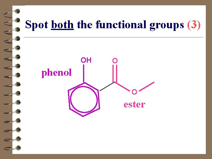 Spot both the functional groups (3) O OH phenol O ester 