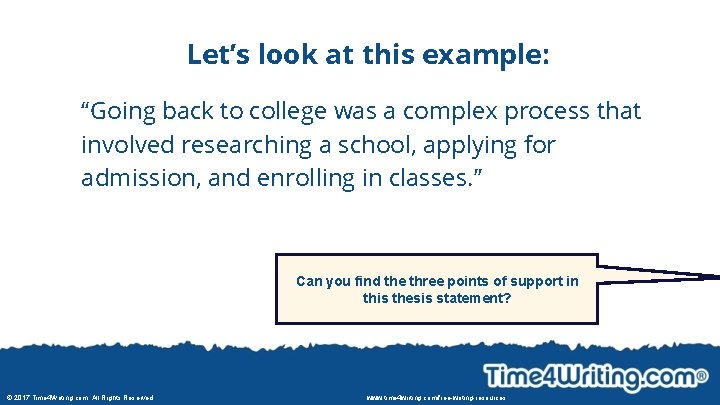 Let’s look at this example: “Going back to college was a complex process that