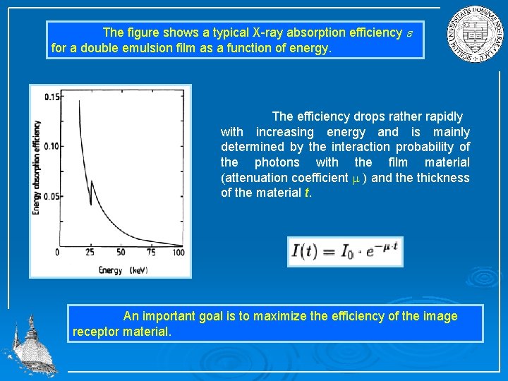 The figure shows a typical X ray absorption efficiency for a double emulsion film