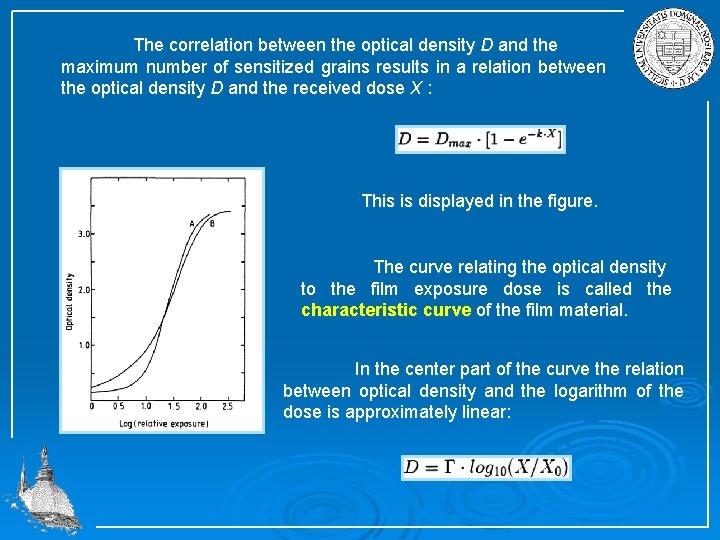 The correlation between the optical density D and the maximum number of sensitized grains