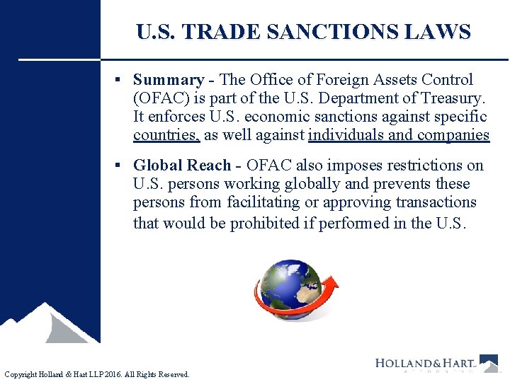 U. S. TRADE SANCTIONS LAWS § Summary - The Office of Foreign Assets Control