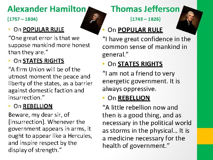 Alexander Hamilton (1757 – 1804) • On POPULAR RULE “One great error is that