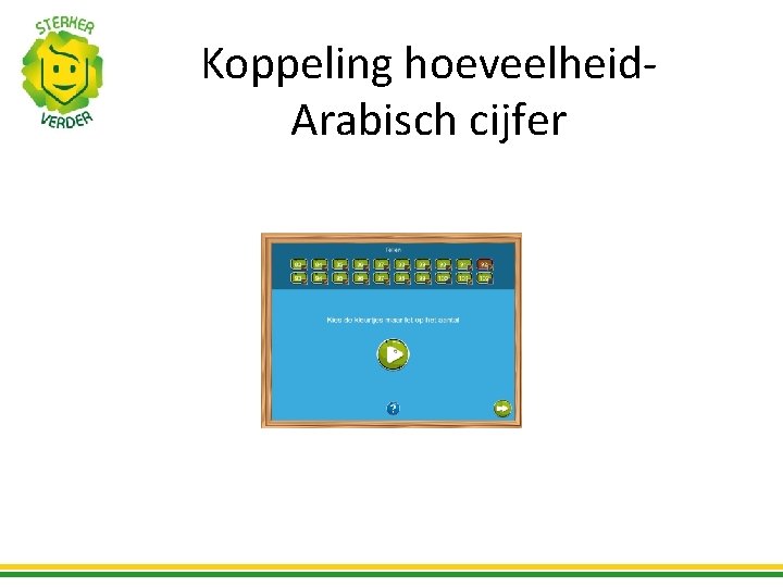 Koppeling hoeveelheid. Arabisch cijfer 