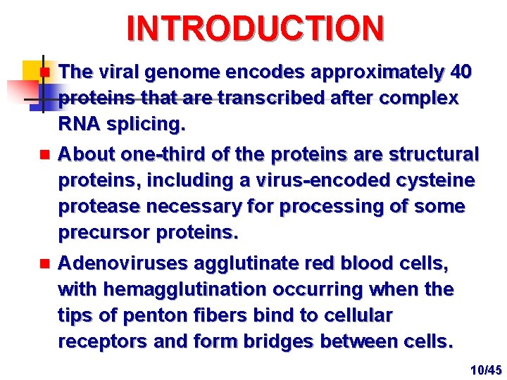 INTRODUCTION n The viral genome encodes approximately 40 proteins that are transcribed after complex