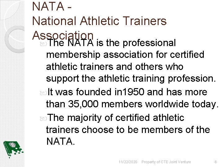 NATA National Athletic Trainers Association The NATA is the professional membership association for certified