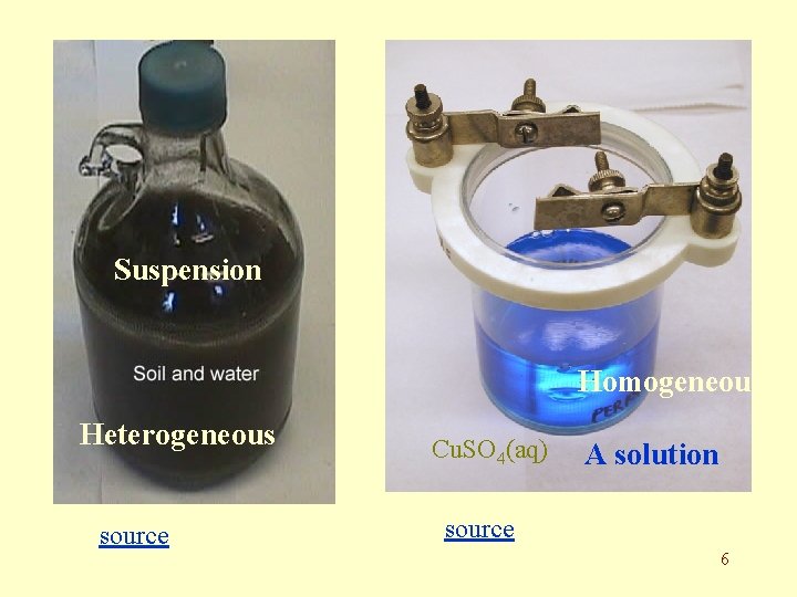 Suspension Homogeneous Heterogeneous source Cu. SO 4(aq) A solution source 6 